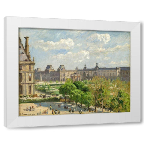 Place du Carrousel, Paris White Modern Wood Framed Art Print by Pissarro, Camille