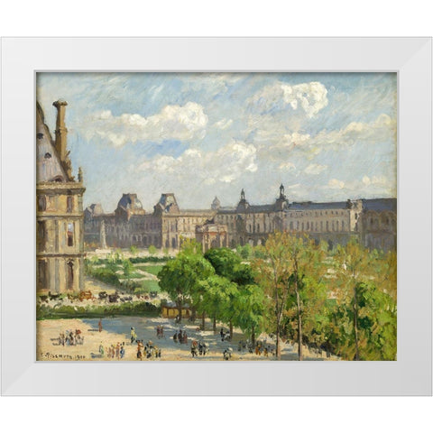 Place du Carrousel, Paris White Modern Wood Framed Art Print by Pissarro, Camille