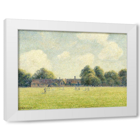 Hampton Court Green White Modern Wood Framed Art Print by Pissarro, Camille