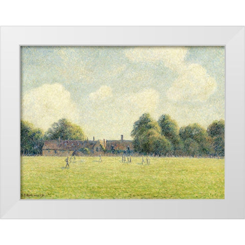 Hampton Court Green White Modern Wood Framed Art Print by Pissarro, Camille
