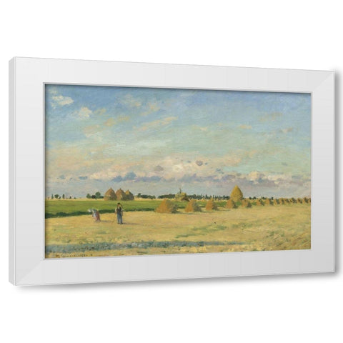 Landscape, Ile-de-France White Modern Wood Framed Art Print by Pissarro, Camille