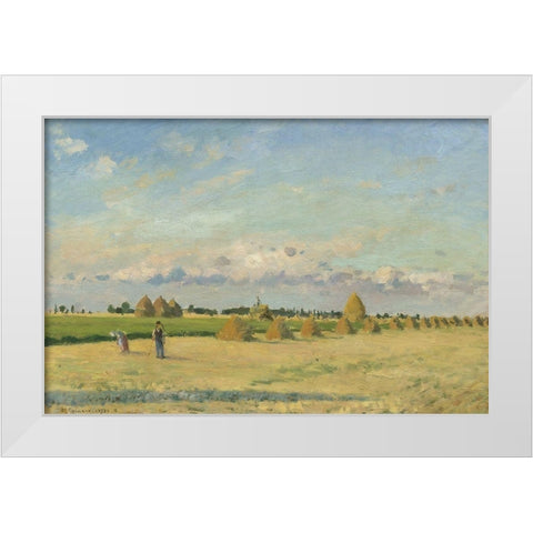 Landscape, Ile-de-France White Modern Wood Framed Art Print by Pissarro, Camille