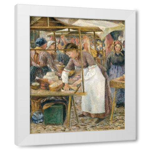 The Pork Butcher White Modern Wood Framed Art Print by Pissarro, Camille