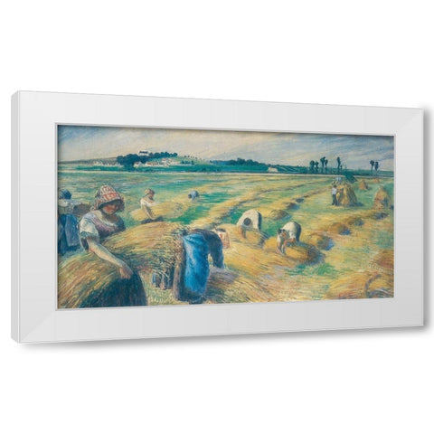 Harvest White Modern Wood Framed Art Print by Pissarro, Camille