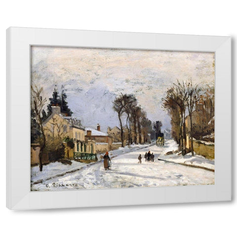 Road to Versailles at Louveciennes. The Snow Effect White Modern Wood Framed Art Print by Pissarro, Camille
