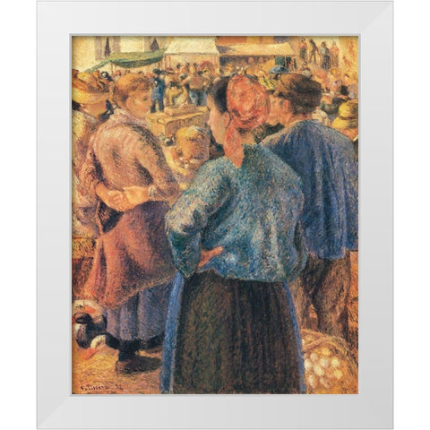 The Poultry Market, Pontoise White Modern Wood Framed Art Print by Pissarro, Camille