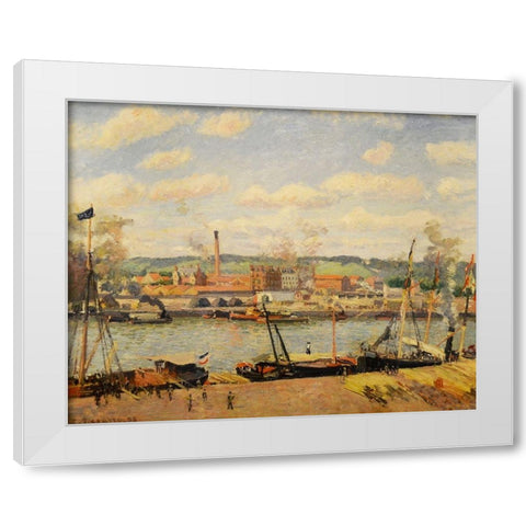 View on the cotton mill of Oiseel near Rouen White Modern Wood Framed Art Print by Pissarro, Camille