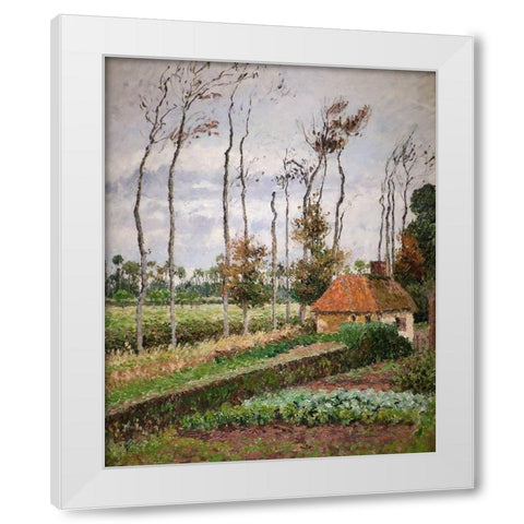 Landscape at Varengeville, Gray Weather White Modern Wood Framed Art Print by Pissarro, Camille