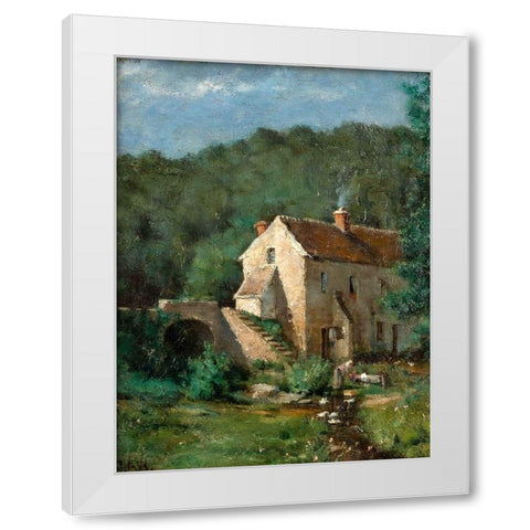 The Old Mill White Modern Wood Framed Art Print by Weir, J Alden