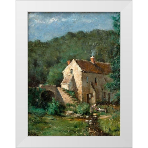 The Old Mill White Modern Wood Framed Art Print by Weir, J Alden