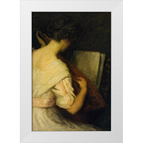 The Lute Player White Modern Wood Framed Art Print by Weir, J Alden