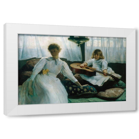 Idle Hours White Modern Wood Framed Art Print by Weir, J Alden