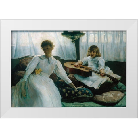 Idle Hours White Modern Wood Framed Art Print by Weir, J Alden