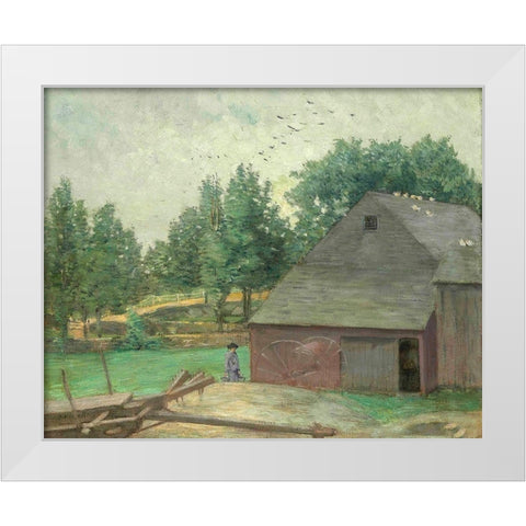 Summer in Connecticut. The Old Barn at Branchville White Modern Wood Framed Art Print by Weir, J Alden