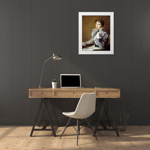 The Grey Bodice White Modern Wood Framed Art Print by Weir, J Alden
