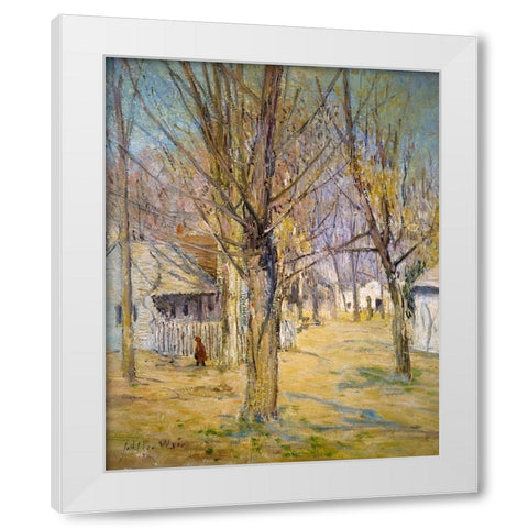 Connecticut Village-Going to School White Modern Wood Framed Art Print by Weir, J Alden