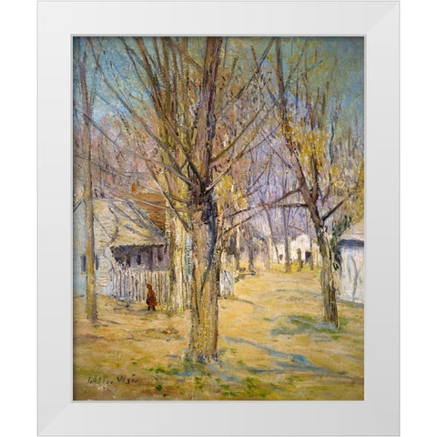 Connecticut Village-Going to School White Modern Wood Framed Art Print by Weir, J Alden