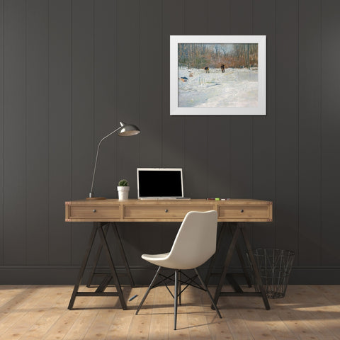 The Ice Cutters White Modern Wood Framed Art Print by Weir, J Alden