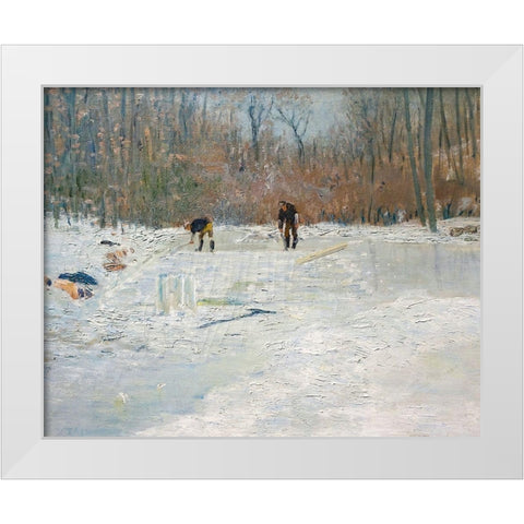 The Ice Cutters White Modern Wood Framed Art Print by Weir, J Alden