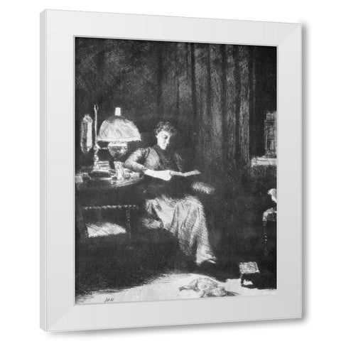 The Evening Lamp White Modern Wood Framed Art Print by Weir, J Alden