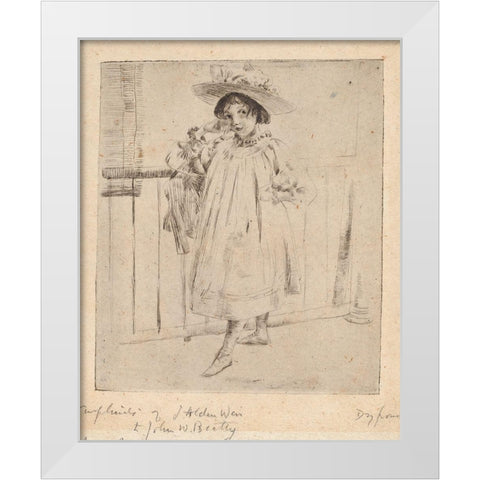 Young Girl with Large Hat White Modern Wood Framed Art Print by Weir, J Alden