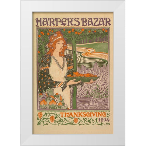 Thanksgiving 1894 White Modern Wood Framed Art Print by Harper''s Bazar