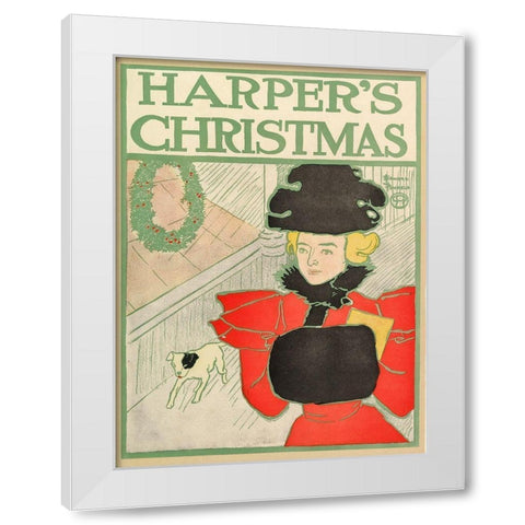 Harpers Christmas 1896 White Modern Wood Framed Art Print by Penfield, Edward