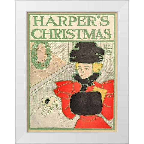 Harpers Christmas 1896 White Modern Wood Framed Art Print by Penfield, Edward