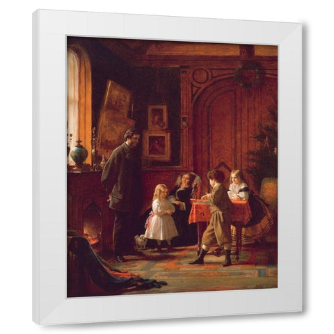 Christmas Time, The Blodgett Family White Modern Wood Framed Art Print by Johnson, Eastman