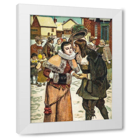 New Years Day in Old New York White Modern Wood Framed Art Print by Christmas Number of The Graphic