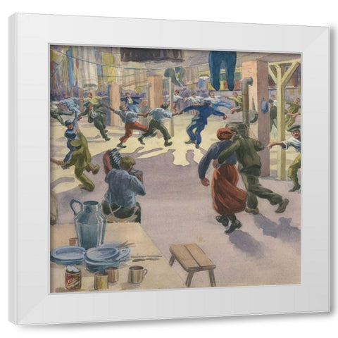 Christmas Eve in Geissen Camp White Modern Wood Framed Art Print by Nantel, Arthur