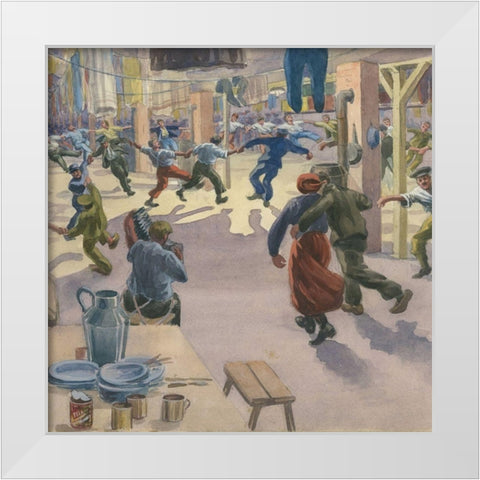 Christmas Eve in Geissen Camp White Modern Wood Framed Art Print by Nantel, Arthur