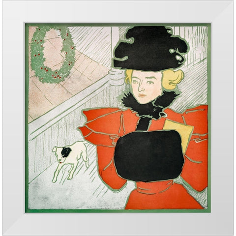 Vintage Christmas Card White Modern Wood Framed Art Print by Penfield, Edward