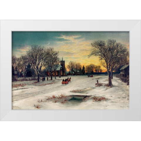 Christmas Eve White Modern Wood Framed Art Print by Bauer, W. C.