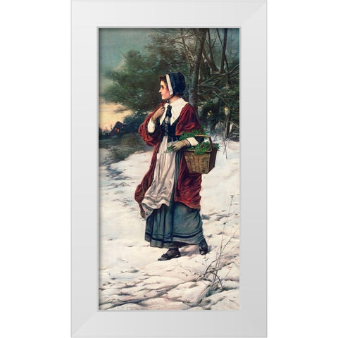 Christmas Morning White Modern Wood Framed Art Print by American Lithographic Co