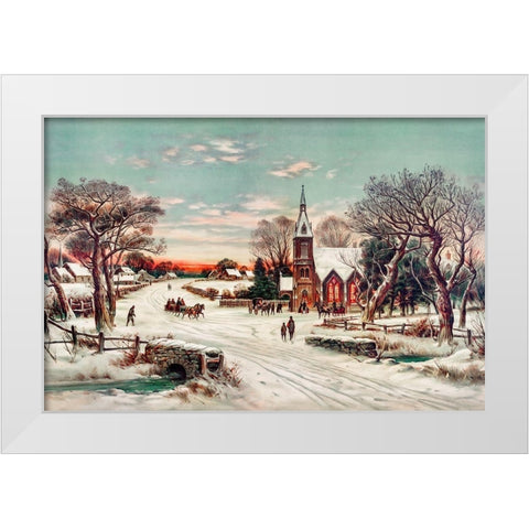 Christmas Eve White Modern Wood Framed Art Print by Hoover & Son