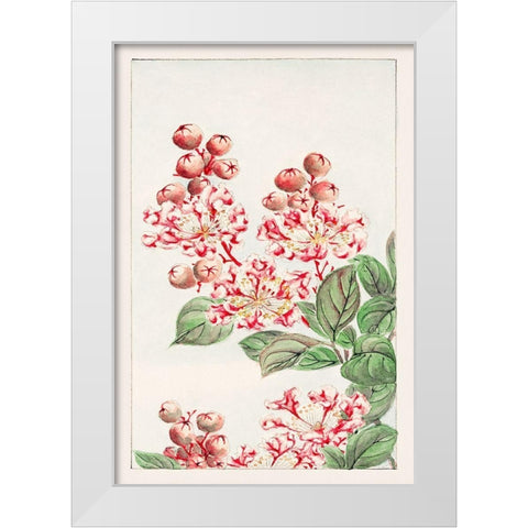 Sarusubi blossoms White Modern Wood Framed Art Print by Morikaga, Megata
