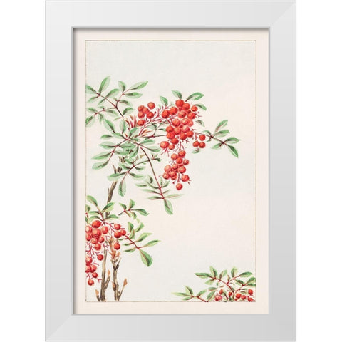 Nandina bush with berries White Modern Wood Framed Art Print by Morikaga, Megata