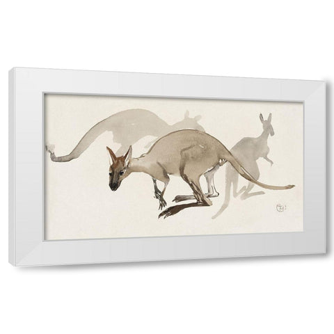 Kangaroos White Modern Wood Framed Art Print by Hoytema, Theo van