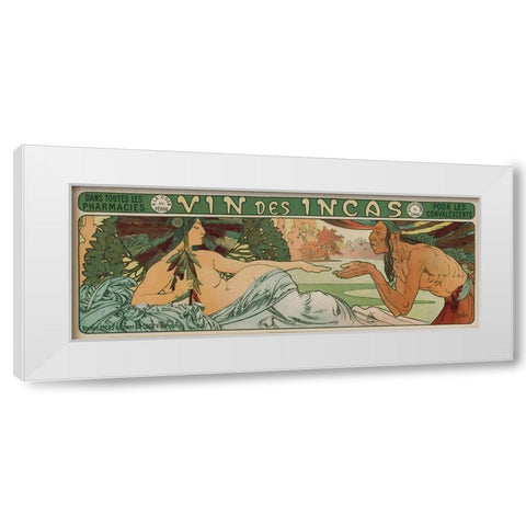 An Inca man and the Godess Incas White Modern Wood Framed Art Print by Mucha, Alphonse