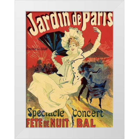 Jardins de Paris White Modern Wood Framed Art Print by Cheret, Jules