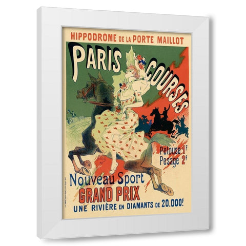 Paris Courses White Modern Wood Framed Art Print by Cheret, Jules
