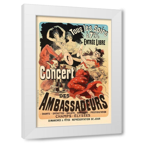 Concert des Ambassadeurs White Modern Wood Framed Art Print by Cheret, Jules