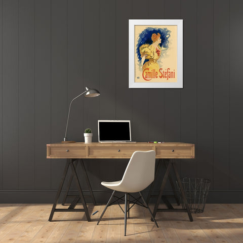Camille Stefani White Modern Wood Framed Art Print by Cheret, Jules