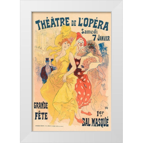 Theatre de LOpera 7th Janvier White Modern Wood Framed Art Print by Cheret, Jules