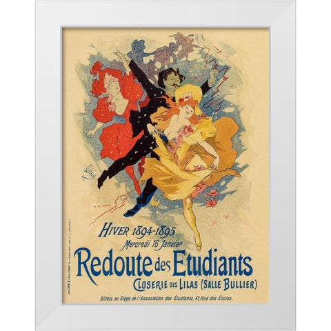 Redoute des Etudiantes White Modern Wood Framed Art Print by Cheret, Jules