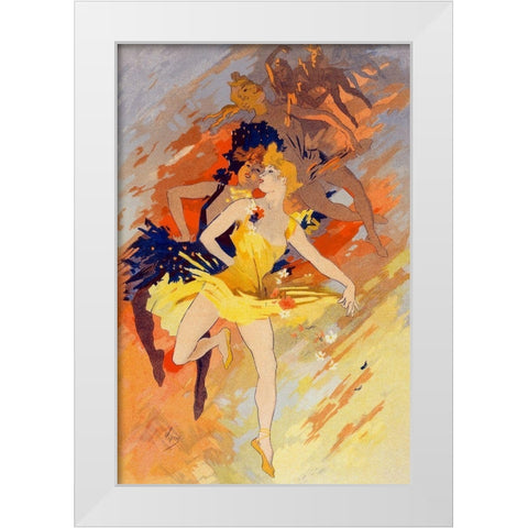La Danse White Modern Wood Framed Art Print by Cheret, Jules