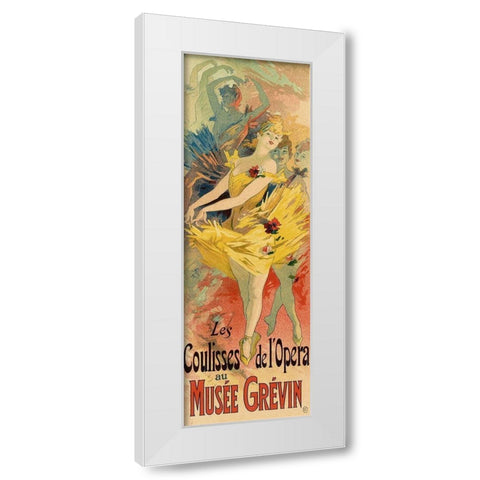 Les Coulisses de LOpera White Modern Wood Framed Art Print by Cheret, Jules