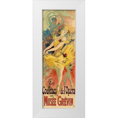 Les Coulisses de LOpera White Modern Wood Framed Art Print by Cheret, Jules