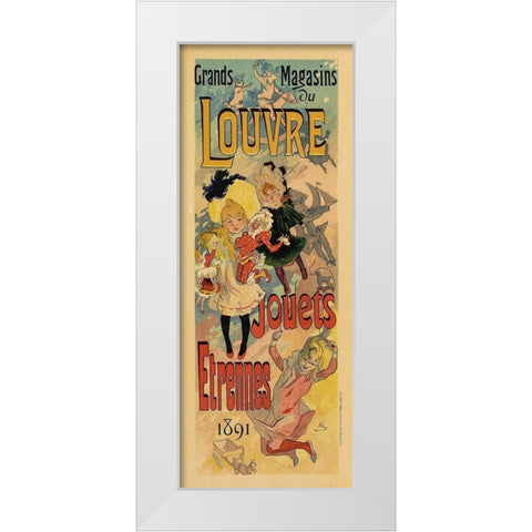 Grands Magasins de Louvre White Modern Wood Framed Art Print by Cheret, Jules